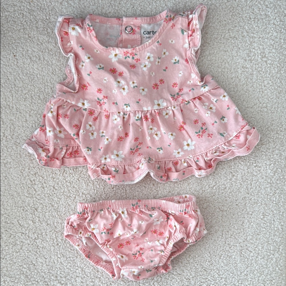 Carter's Pink Floral matching Set - 3 months
